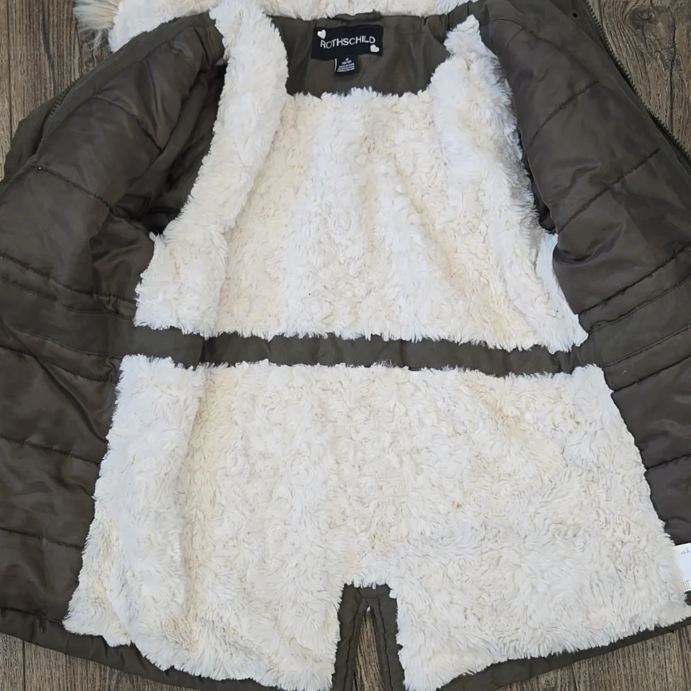 Rothschild | Olive Green Hooded Girls Coat Size Medium